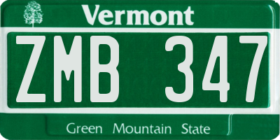 VT license plate ZMB347