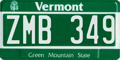 VT license plate ZMB349