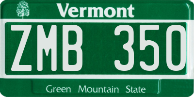 VT license plate ZMB350