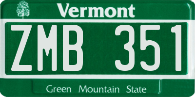 VT license plate ZMB351