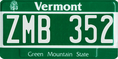 VT license plate ZMB352
