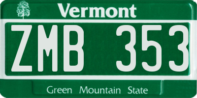 VT license plate ZMB353