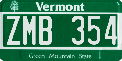 VT license plate ZMB354