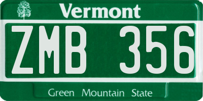 VT license plate ZMB356