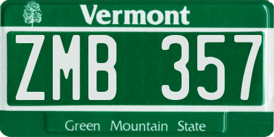 VT license plate ZMB357