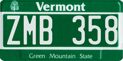 VT license plate ZMB358