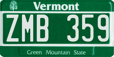 VT license plate ZMB359