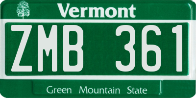 VT license plate ZMB361