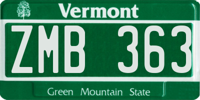 VT license plate ZMB363