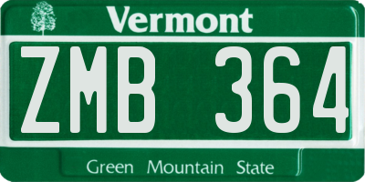 VT license plate ZMB364
