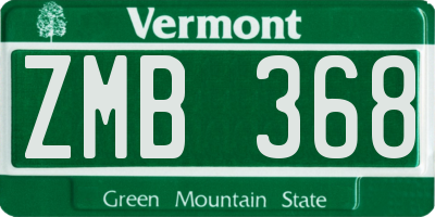 VT license plate ZMB368