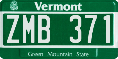 VT license plate ZMB371