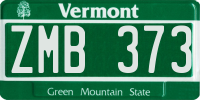 VT license plate ZMB373