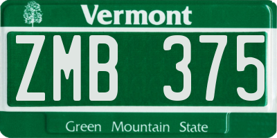 VT license plate ZMB375