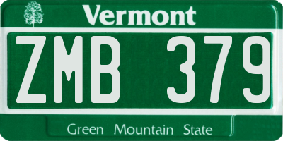 VT license plate ZMB379