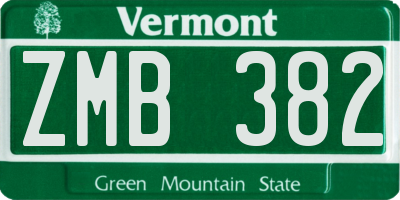 VT license plate ZMB382