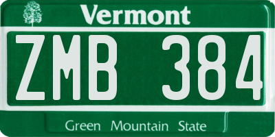 VT license plate ZMB384