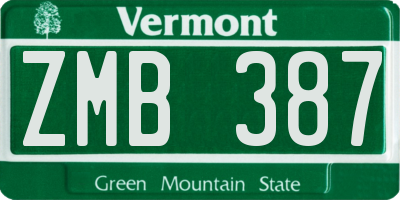 VT license plate ZMB387