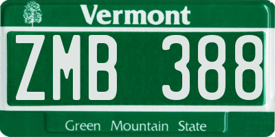 VT license plate ZMB388