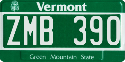 VT license plate ZMB390
