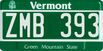 VT license plate ZMB393