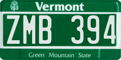 VT license plate ZMB394