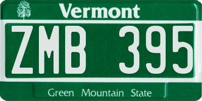 VT license plate ZMB395