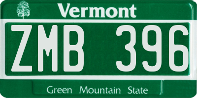 VT license plate ZMB396