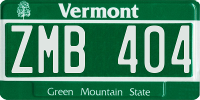VT license plate ZMB404