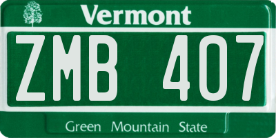 VT license plate ZMB407
