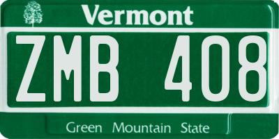 VT license plate ZMB408