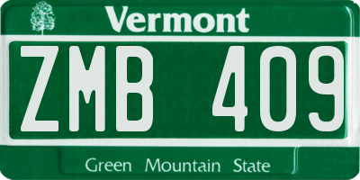 VT license plate ZMB409