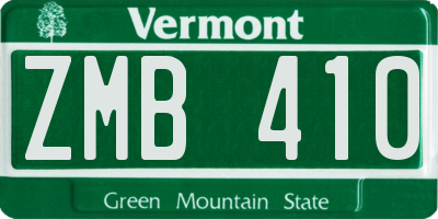 VT license plate ZMB410
