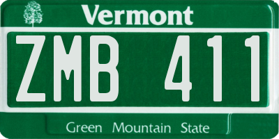 VT license plate ZMB411