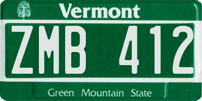 VT license plate ZMB412