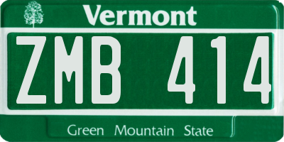 VT license plate ZMB414