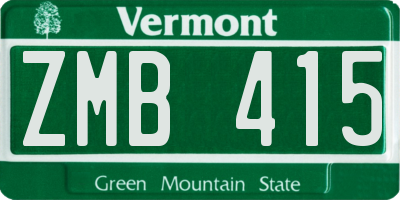 VT license plate ZMB415