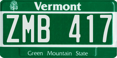 VT license plate ZMB417