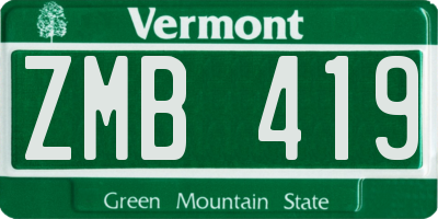 VT license plate ZMB419