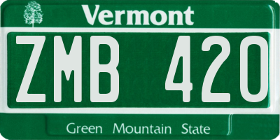 VT license plate ZMB420