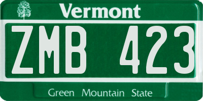 VT license plate ZMB423