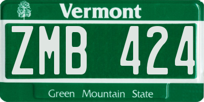 VT license plate ZMB424