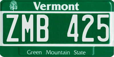 VT license plate ZMB425