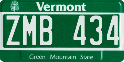 VT license plate ZMB434