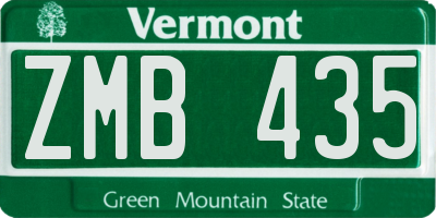 VT license plate ZMB435