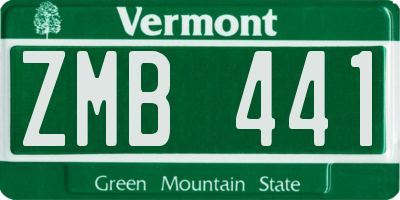 VT license plate ZMB441