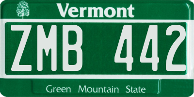 VT license plate ZMB442