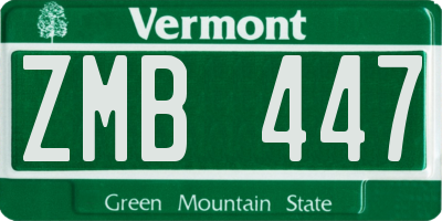 VT license plate ZMB447