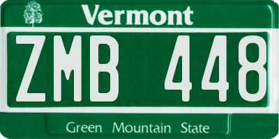 VT license plate ZMB448
