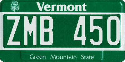 VT license plate ZMB450